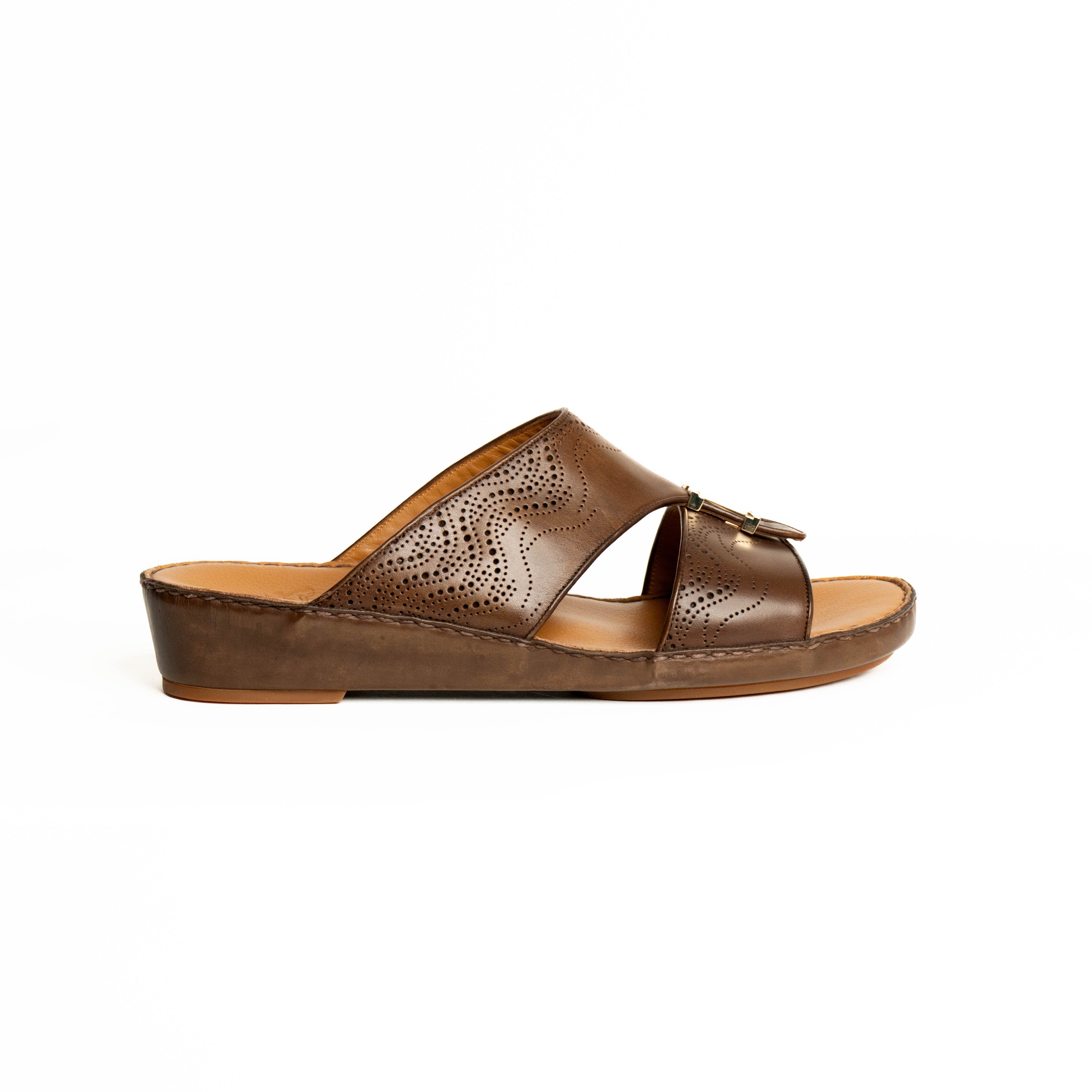 Brown sandal with a bow on a white background