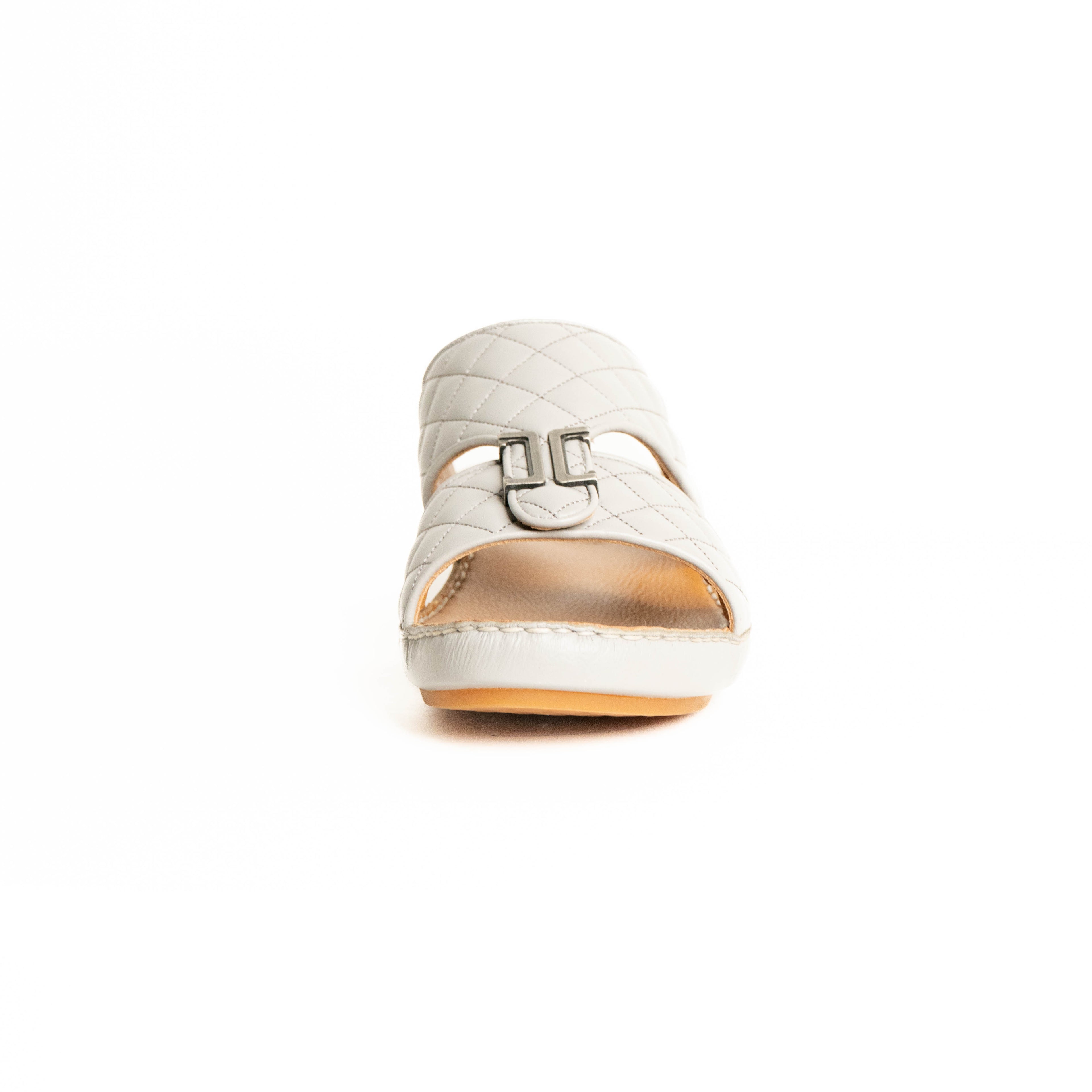 White sandal with a strap on a white background