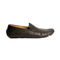 Black leather loafer on a white background