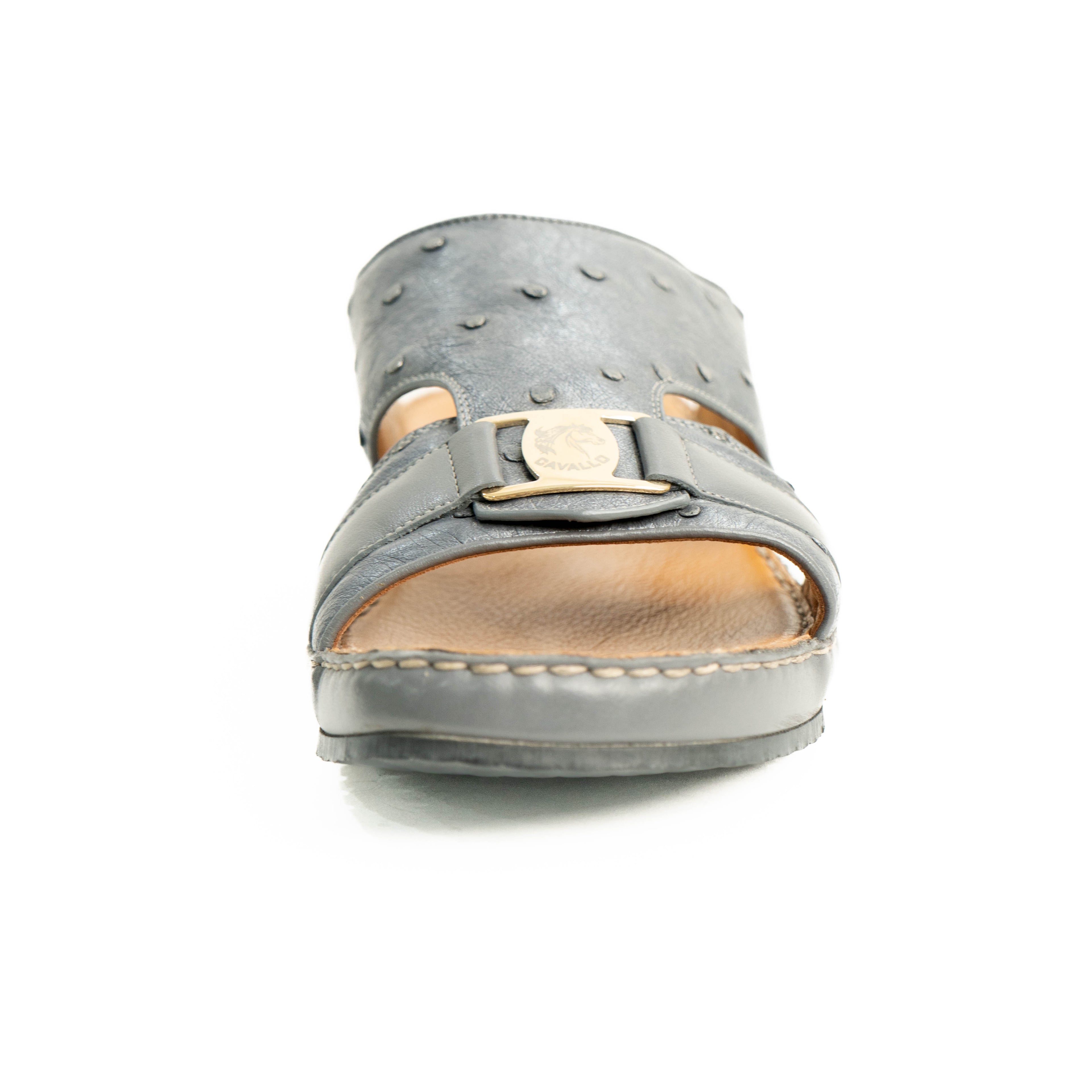 Gray sandal with a strap on a white background