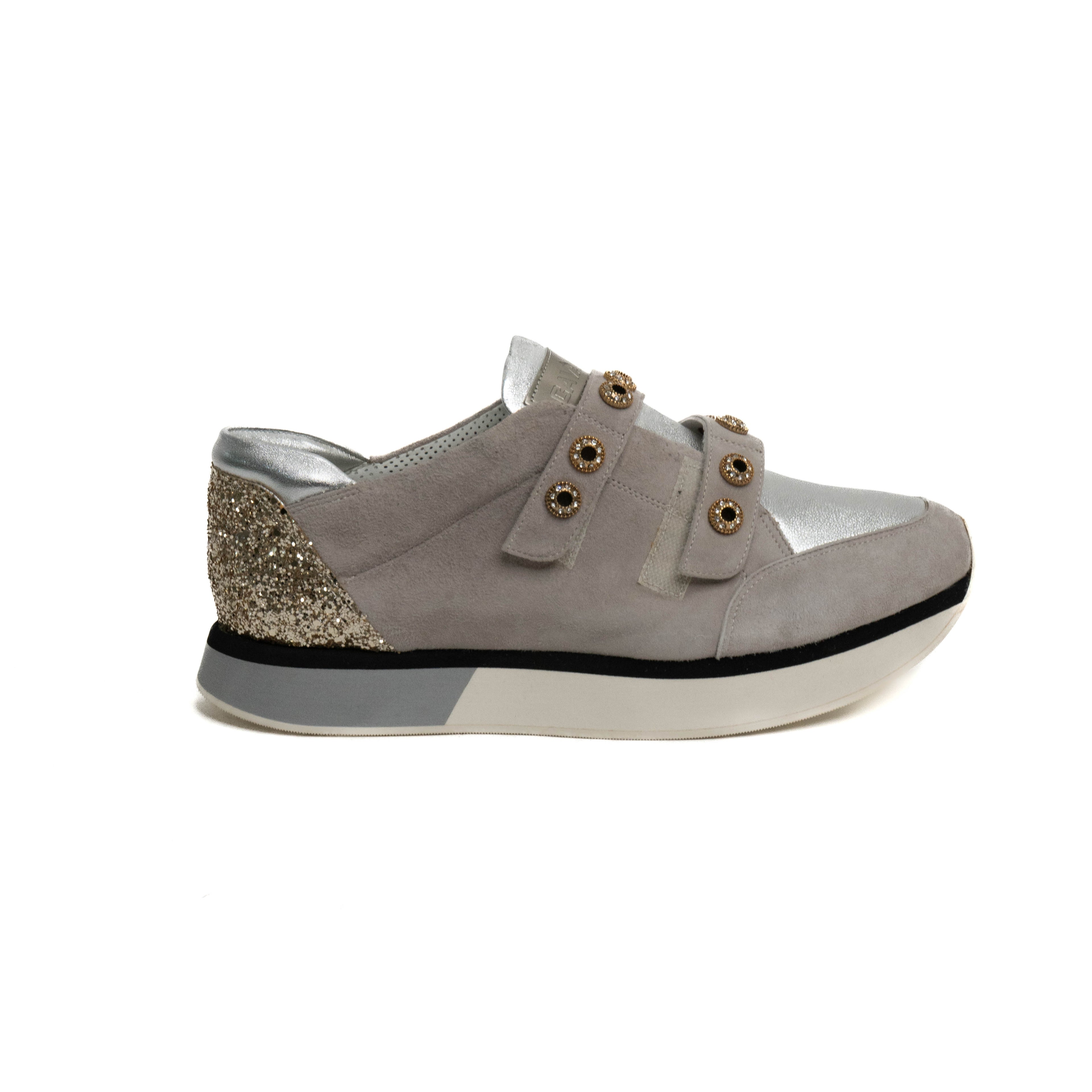 Luxury Suede & Metallic Strap Sneaker TS02SDE